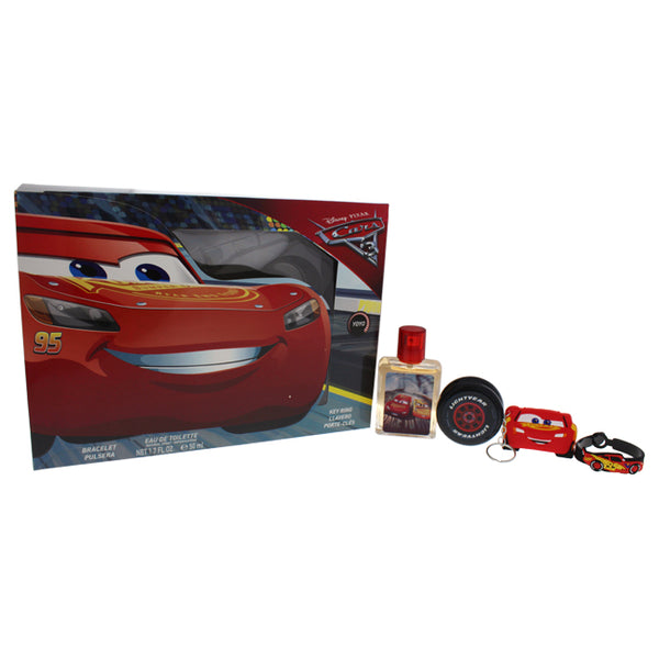 Disney Pixar Cars 3 by Disney for Kids - 4 Pc Gift Set 1.7oz EDT Spray, Bracelet, Key Ring, Yoyo