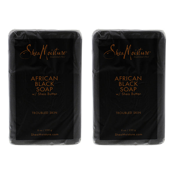 Shea Moisture African Black Soap Bar Acne Prone and Troubled Skin by Shea Moisture for Unisex - 8 oz Pack of 2