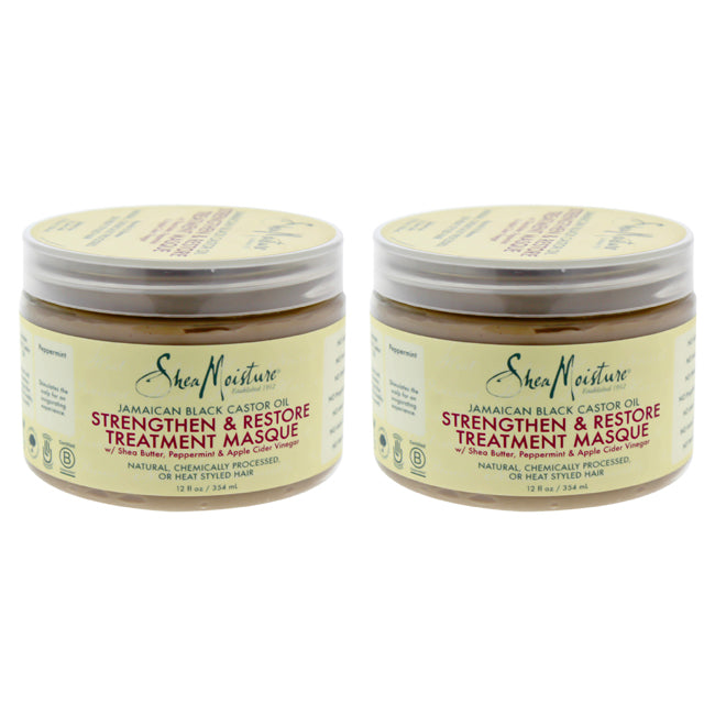 Shea Moisture Jamaican Black Castor Oil Strengthen-Grow & Restore Treatment Masque - Pack of 2 by Shea Moisture for Unisex - 12 oz Masque