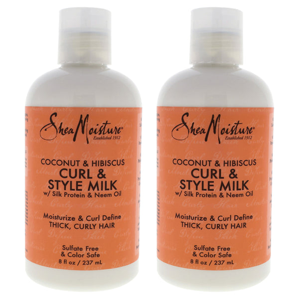 Shea Moisture Coconut & Hibiscus Curl & Style Milk - Pack of 2 by Shea Moisture for Unisex - 8 oz Cream