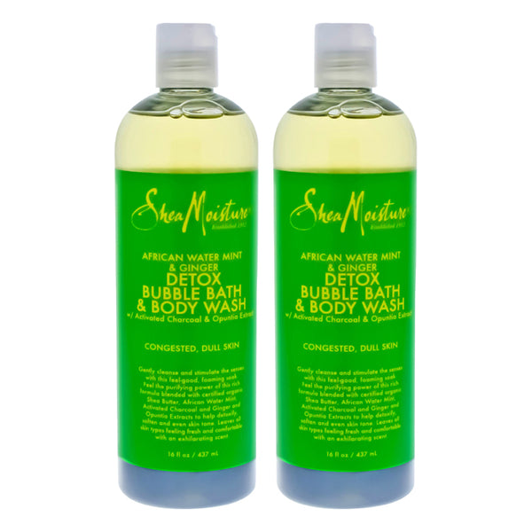 Shea Moisture African Water Mint & Ginger Detox Bubble Bath & Body Wash - Pack of 2 by Shea Moisture for Unisex - 16 oz Body Wash