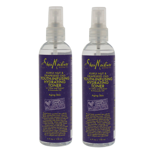 Shea Moisture Kukui Nut & Grapeseed Oils Youth-Infusing Hydrating Toner - Pack of 2 by Shea Moisture for Unisex - 4 oz Toner