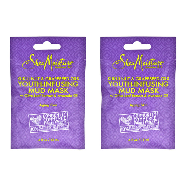 Shea Moisture Kukui Nut & Grapeseed Oils Youth-Infusing Mud Mask - Pack of 2 by Shea Moisture for Unisex - 0.5 oz Mask