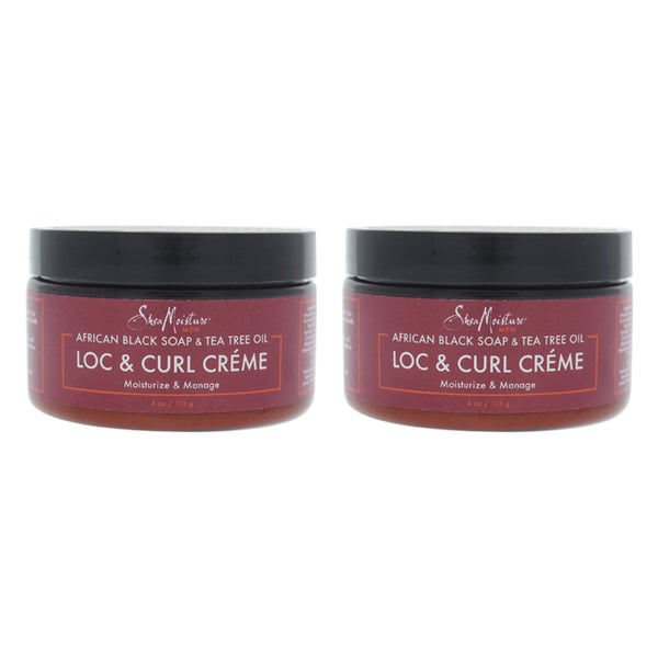 Shea Moisture African Black Soap and Tea Tree Oil Loc and Curl Creme - Pack of 2 by Shea Moisture for Men - 4 oz Cream