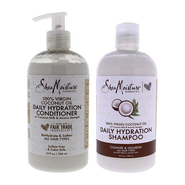 Shea Moisture 100 Percent Virgin Coconut Oil Daily Hydration Kit by Shea Moisture for Unisex - 2 Pc Kit 13oz Shampoo, 13oz Conditioner