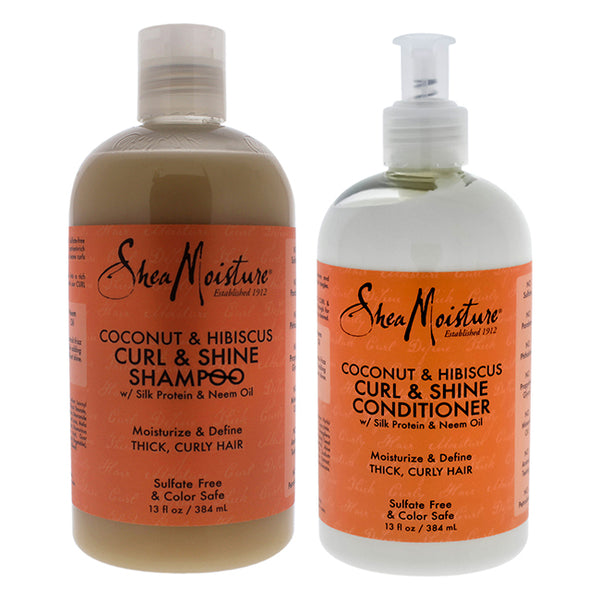 Shea Moisture Coconut and Hibiscus Curl and Shine Kit by Shea Moisture for Unisex - 2 Pc Kit 13oz Shampoo, 13oz Conditioner