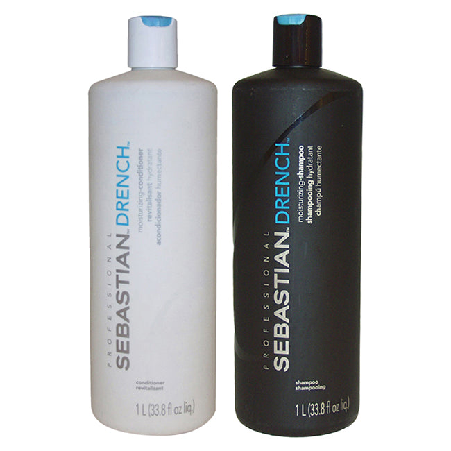Sebastian Drench Moisturizing Shampoo and Conditioner Kit by Sebastian for Unisex - 2 Pc Kit 33.8oz Shampoo, 33.8oz Conditioner