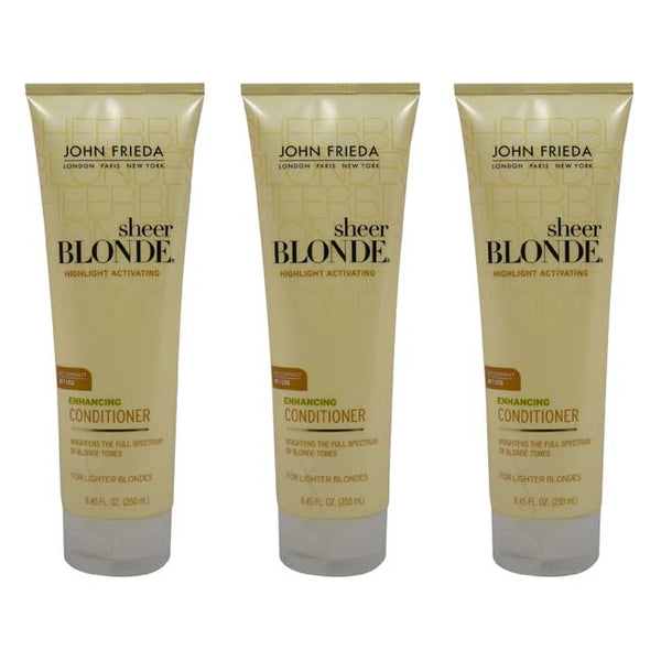 John Frieda Sheer Blonde Highlight Activating Enhancing Conditioner For Lighter Blondes by John Frieda for Unisex - 8.45 oz Conditioner - Pack of 3