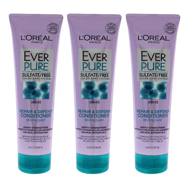 LOreal Paris EverPure Goji Repair Defend Conditioner by LOreal Paris for Unisex - 8.5 oz Conditioner - Pack of 3