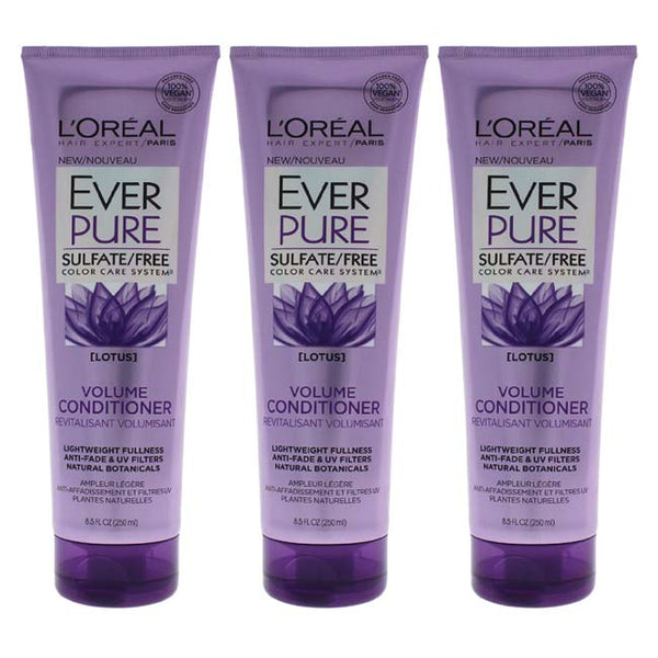 LOreal Paris EverPure Lotus Volume Conditioner by LOreal Paris for Unisex - 8.5 oz Conditioner - Pack of 3