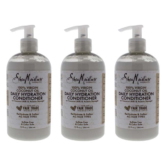 Shea Moisture 100 Percent Virgin Coconut Oil Daily Hydration Conditioner by Shea Moisture for Unisex - 13 oz Conditioner - Pack of 3