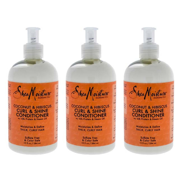 Shea Moisture Coconut and Hibiscus Curl Shine Conditioner by Shea Moisture for Unisex - 13 oz Conditioner - Pack of 3