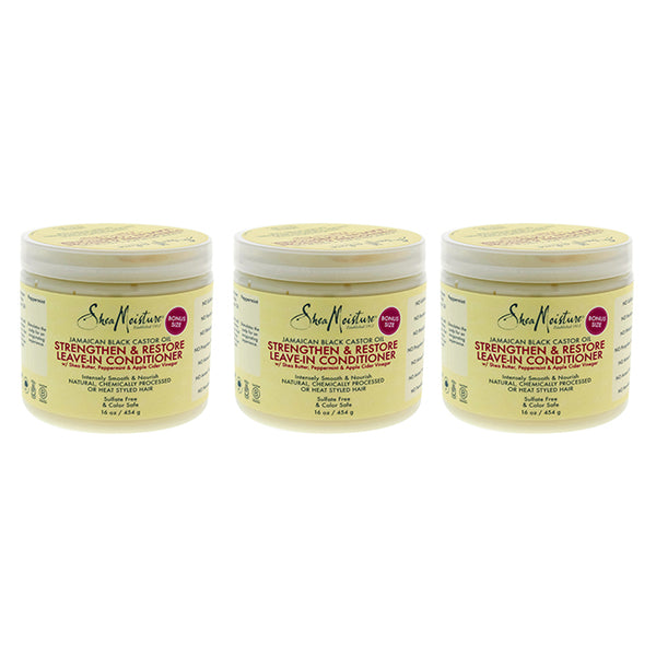 Shea Moisture Jamaican Black Castor Oil Strengthen and Restore Leave-In Conditioner by Shea Moisture for Unisex - 16 oz Conditioner - Pack of 3