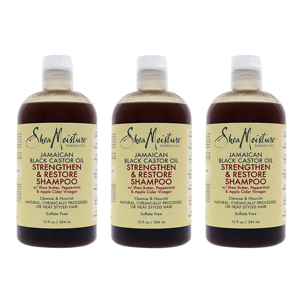 Shea Moisture Jamaican Black Castor Oil Strengthen and Restore Shampoo by Shea Moisture for Unisex - 13 oz Shampoo - Pack of 3