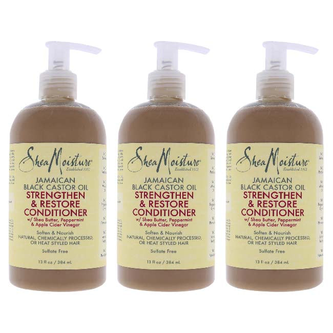 Shea Moisture Jamaican Black Castor Oil Strengthen and Restore Conditioner by Shea Moisture for Unisex - 13 oz Conditioner - Pack of 3