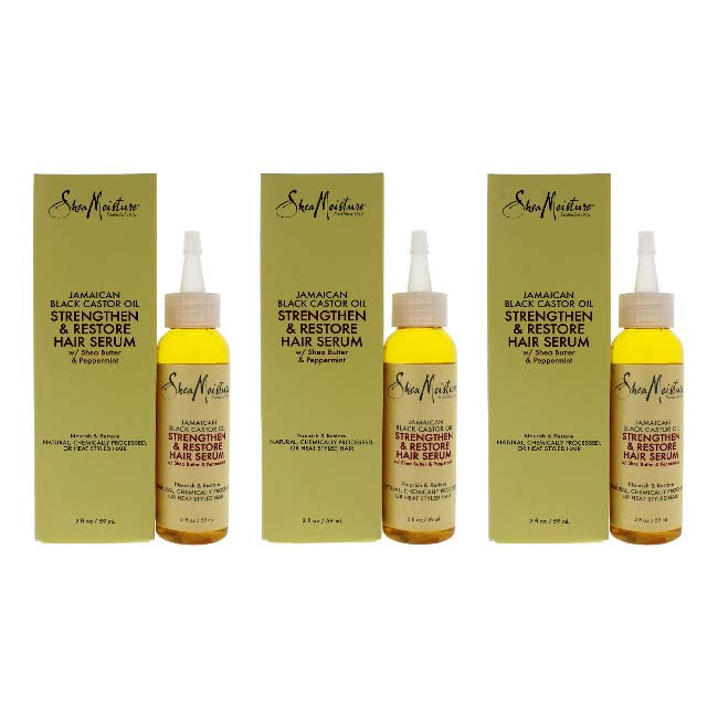 Shea Moisture Jamaican Black Castor Oil Strengthen and Restore Hair Serum by Shea Moisture for Unisex - 2 oz Serum - Pack of 3