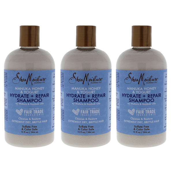 Shea Moisture Manuka Honey and Yogurt Hydrate Plus Repair Shampoo by Shea Moisture for Unisex - 13 oz Shampoo - Pack of 3