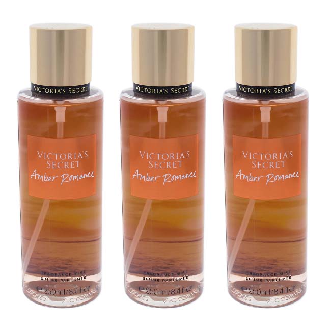 Victoria's Secret Amber Romance by Victorias Secret for Women - 8.4 oz Fragrance Mist - Pack of 3