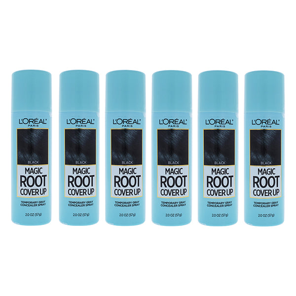 L'Oreal Magic Root Cover Up Temporary Gray Concealer Spray - Black by LOreal Professional for Women - 2 oz Hair Color - Pack of 6