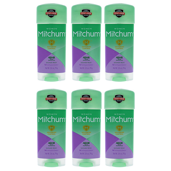 Mitchum Mitchum Clear Gel Antiperspirant and Deodorant - Shower Fresh by Mitchum for Women - 3.4 oz Deodorant Stick - Pack of 6