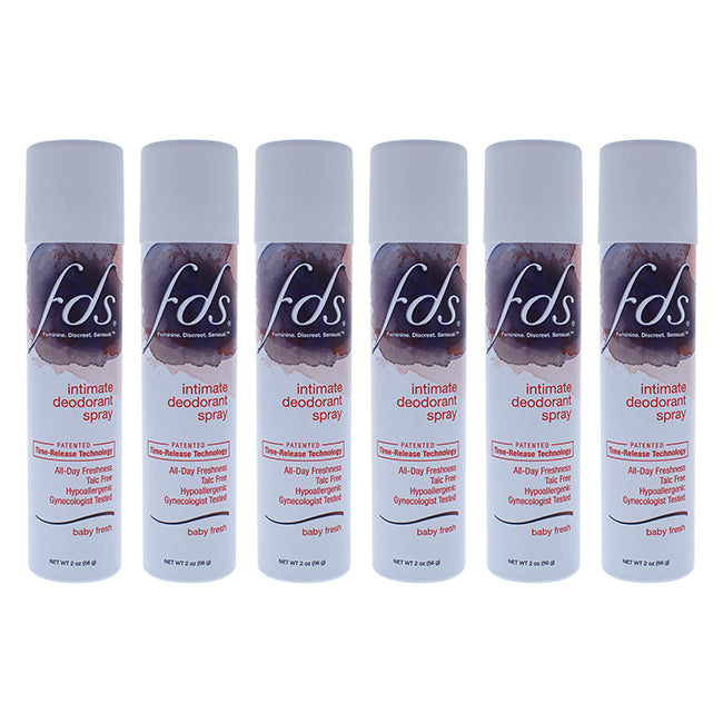 FDS Intimate Deodorant Spray - Baby Fresh by FDS for Women - 2 oz Deodorant Spray - Pack of 6