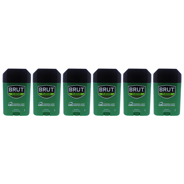 Brut Classic 48H Protection Deodorant Stick by Brut for Men - 2.25 oz Deodorant Stick - Pack of 6