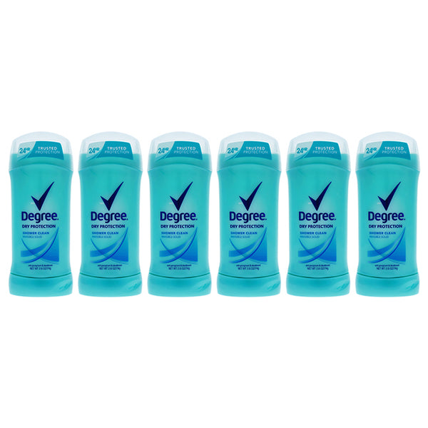 Degree Dry Protection Shower Clean Anti-Perspirant and Deodorant Stick by Degree for Women - 2.6 oz Deodorant Stick - Pack of 6