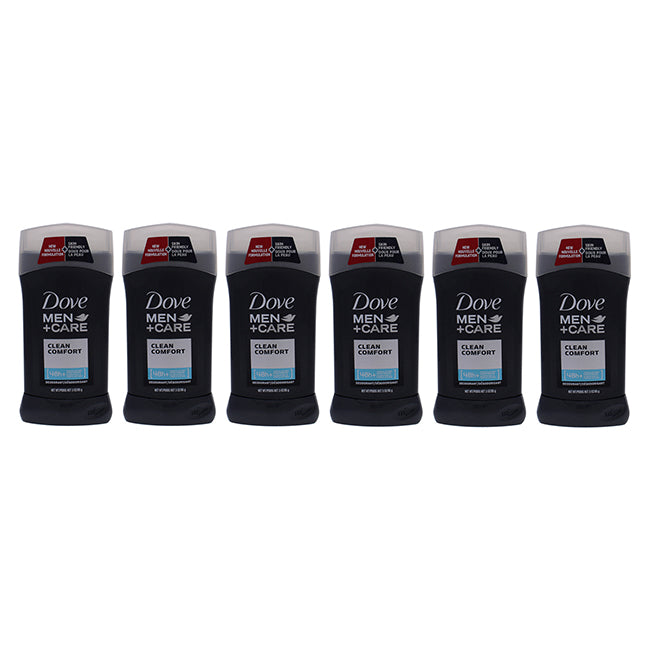 Dove Men Plus Care Clean Comfort Antiperspirant Deodorant by Dove for Men - 3 oz Deodorant Stick - Pack of 6