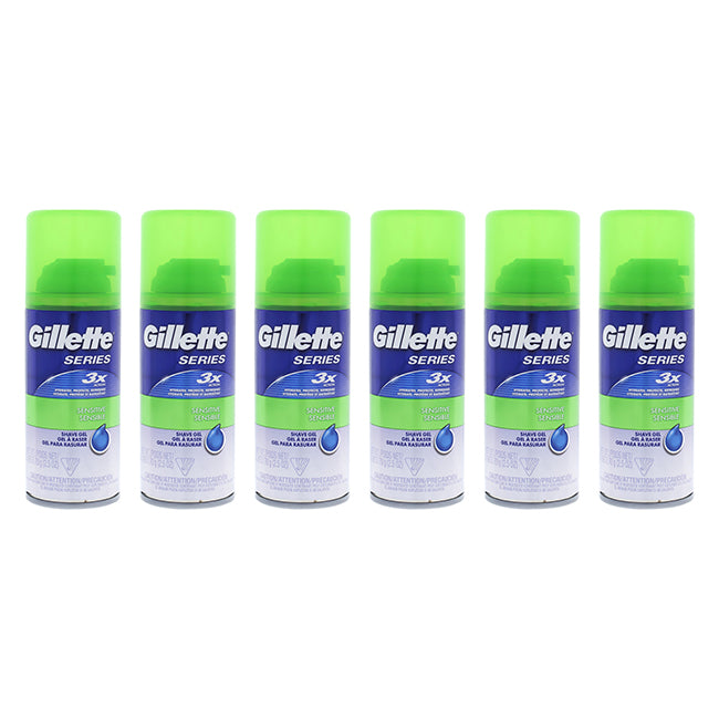 Gillette Series Sensitive Shave Gel by Gillette for Men - 2.5 oz Shave Gel - Pack of 6