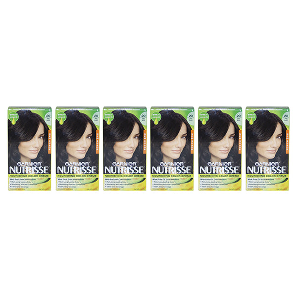 Garnier Nutrisse Nourishing Color Creme - 20 Soft Black by Garnier for Unisex - 1 Application Hair Color - Pack of 6