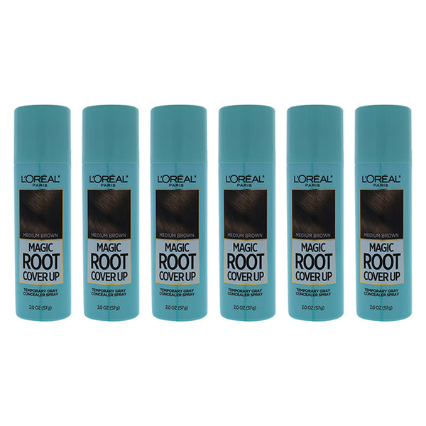 LOreal Professional Magic Root Cover Up Temporary Gray Concealer Spray - Medium Brown by LOreal Professional for Women - 2 oz Hair Color - Pack of 6