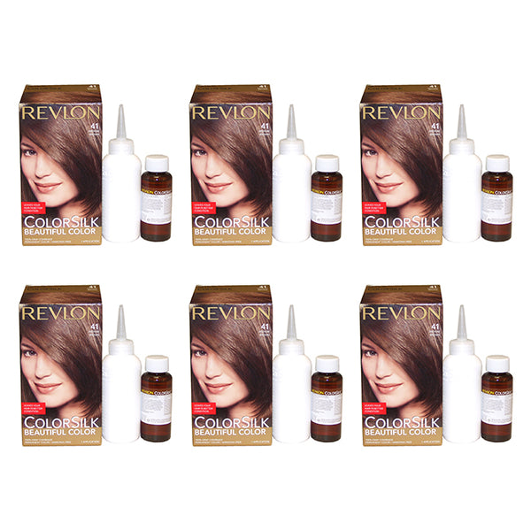 Revlon colorsilk Beautiful Color - 41 Medium Brown by Revlon for Unisex - 1 Application Hair Color - Pack of 6