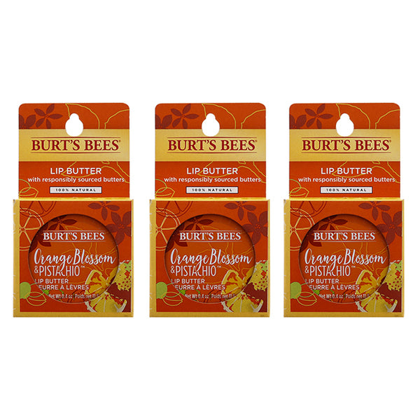 Burts Bees Orange Blossom and Pistachio Lip Butter by Burts Bees for Unisex - 0.4 oz Lip Balm - Pack of 3