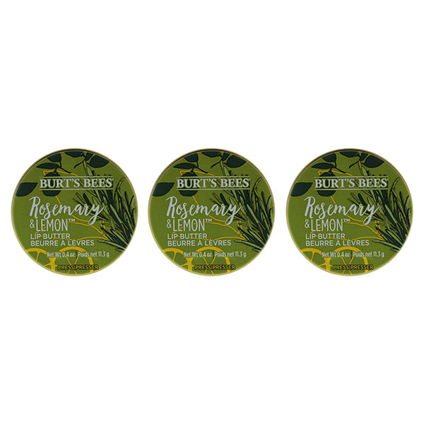 Burts Bees Rosemary and Lemon Lip Butter by Burts Bees for Unisex - 0.4 oz Lip Balm - Pack of 3