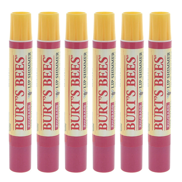 Burts Bees Lip Shimmer - Rhubarb by Burts Bees for Women - 0.09 oz Lip Balm - Pack of 6