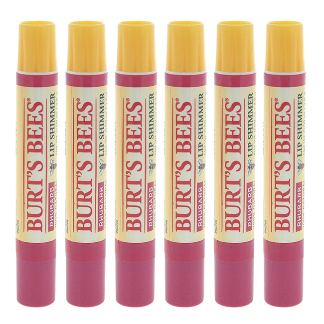 Burts Bees Lip Shimmer - Rhubarb by Burts Bees for Women - 0.09 oz Lip Balm - Pack of 6