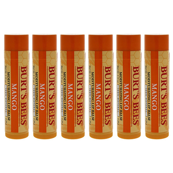 Burts Bees Mango Moisturizing Lip Balm by Burts Bees for Unisex - 0.15 oz Lip Balm - Pack of 6