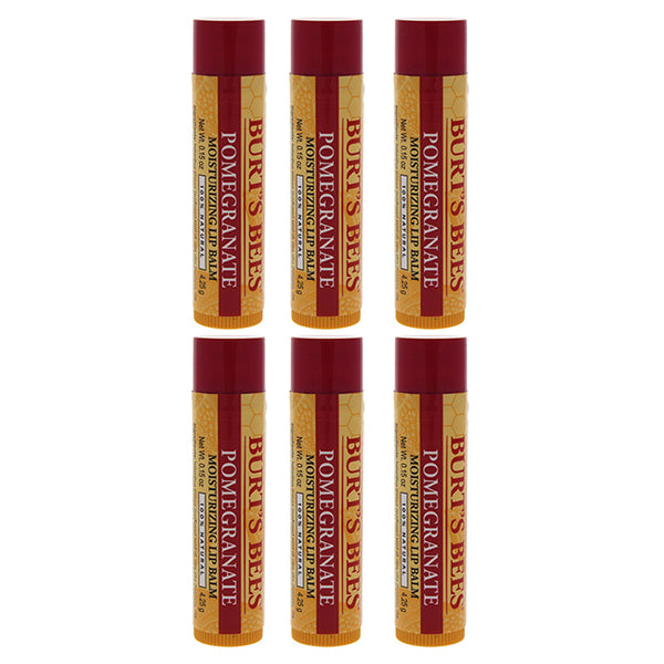 Burts Bees Pomegranate Moisturizing Lip Balm by Burts Bees for Unisex - 0.15 oz Lip Balm - Pack of 6