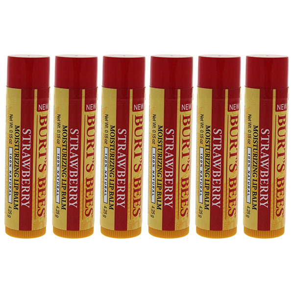 Burts Bees Strawberry Moisturizing Lip Balm by Burts Bees for Unisex - 0.15 oz Lip Balm - Pack of 6