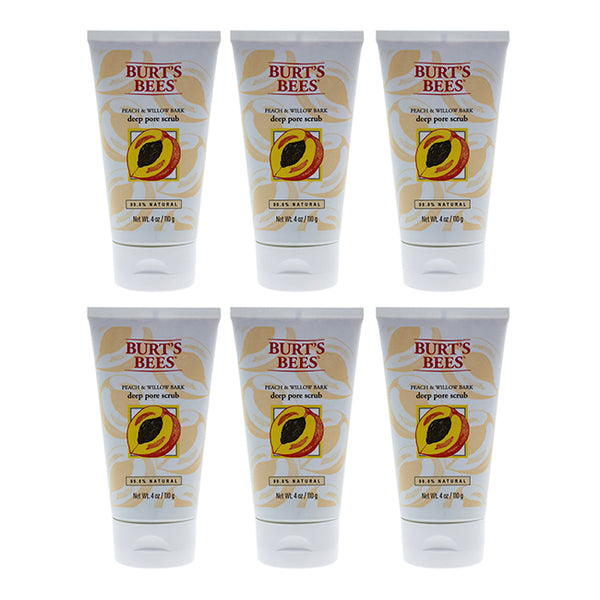 Burts Bees Peach and Willow Bark Deep Pore Scrub by Burts Bees for Women - 4 oz Scrub - Pack of 6