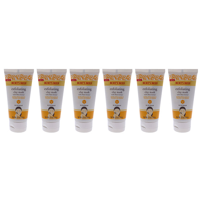 Burts Bees Exfoliating Clay Mask by Burts Bees for Unisex - 2.5 oz Mask - Pack of 6