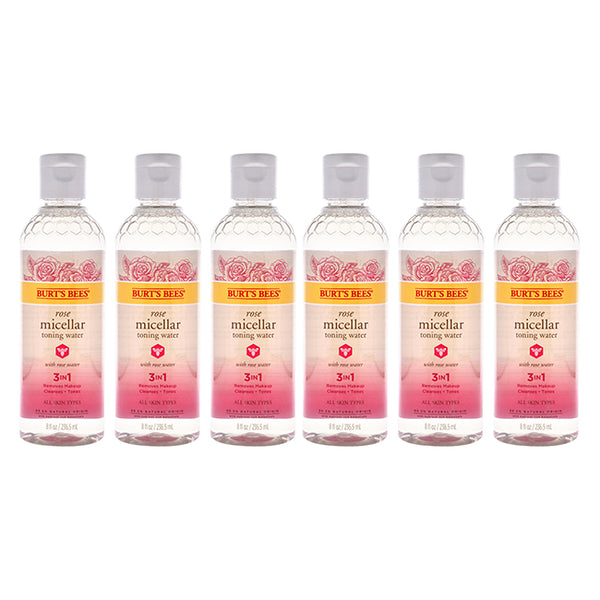 Burts Bees Rose Micellar Toning Water by Burts Bees for Women - 8 oz Toner - Pack of 6