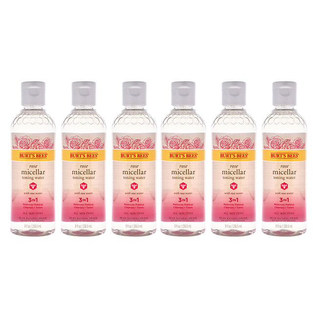 Burts Bees Rose Micellar Toning Water by Burts Bees for Women - 8 oz Toner - Pack of 6