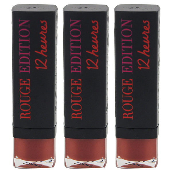 Bourjois Rouge Edition 12 Hours - 33 Peche Cocooning by Bourjois for Women - 0.12 oz Lipstick - Pack of 3