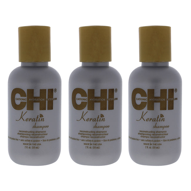 CHI Keratin Reconstructing Shampoo by CHI for Unisex - 2 oz Shampoo - Pack of 3