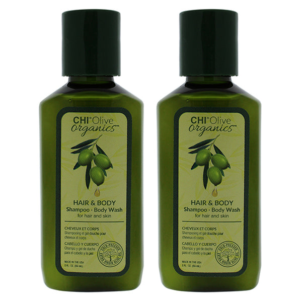 CHI Olive Organics Hair and Body Shampoo Body Wash by CHI for Unisex - 2 oz Body Wash - Pack of 2