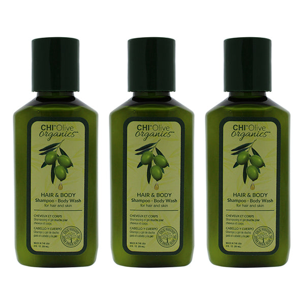 CHI Olive Organics Hair and Body Shampoo Body Wash by CHI for Unisex - 2 oz Body Wash - Pack of 3