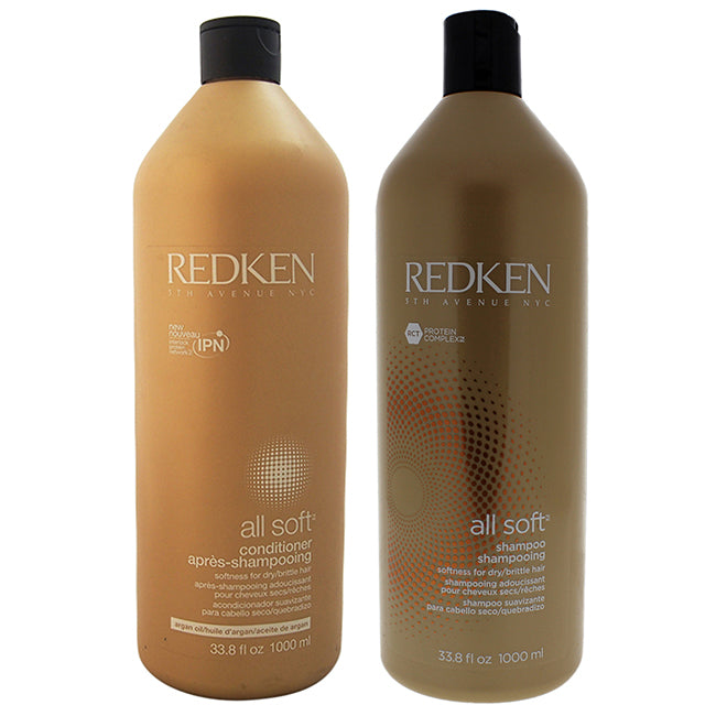 Redken All Soft Shampoo and Conditioner Kit by Redken for Unisex - 2 Pc Kit 33oz Shampoo, 33oz Conditioner