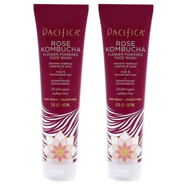 Pacifica Rose Kombucha Flower Powered Face Wash by Pacifica for Unisex - 5 oz Cleanser - Pack of 2