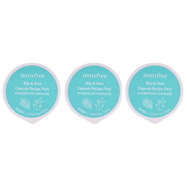 Innisfree Capsule Recipe Pack Mask - Bija and Aloe by Innisfree for Unisex - 0.33 oz Mask - Pack of 3